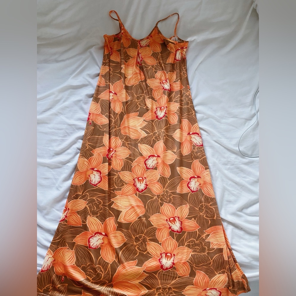 Ola Hou Designs Orange and Brown Hawaiian Dress 🤎